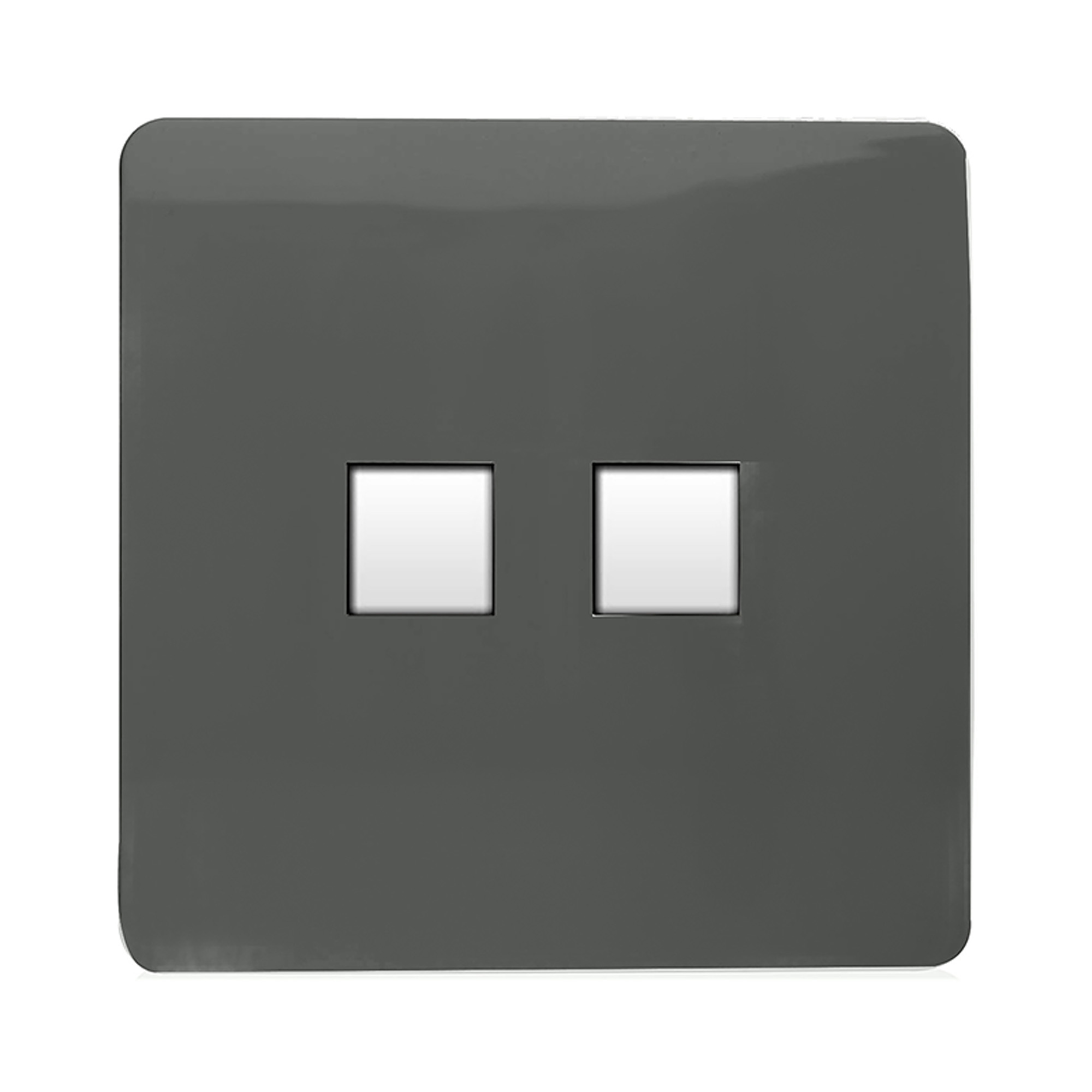 ART-2PCCH  Twin PC Ethernet Cat 5/6 Data Outlet Charcoal